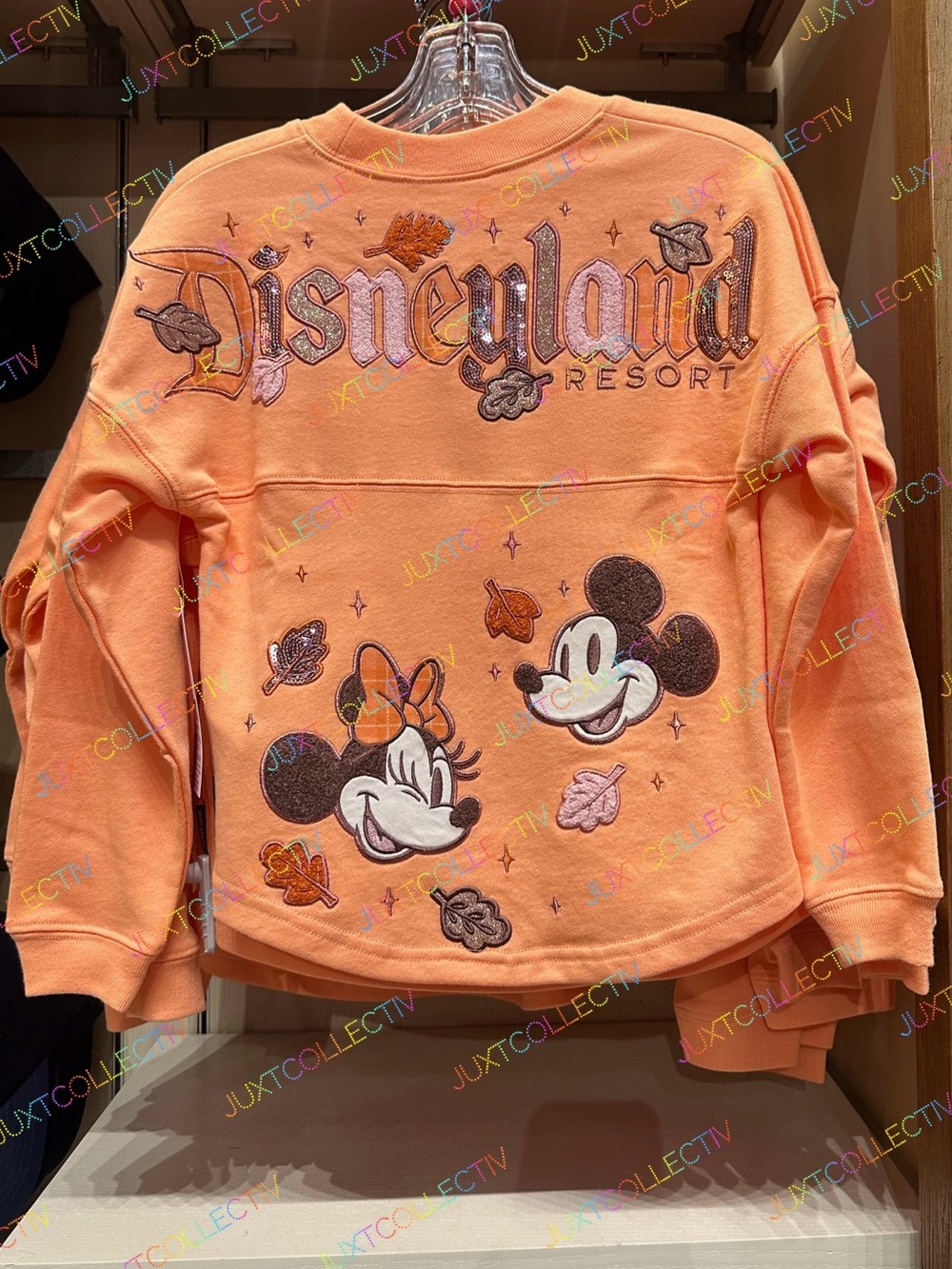 Disneyland Mickey Minnie Mouse Autumn Fall Sequin Kids Spirit Jersey Sweatshirt